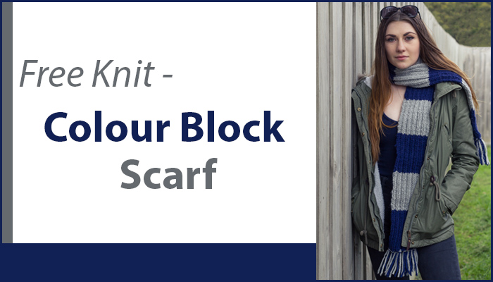 Free knitting pattern for our Inca Colour Block scarf when you make any purchase from our store