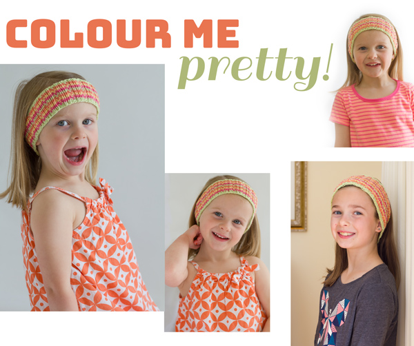 Colour Me Pretty - free knitting pattern for cotton headband for kids in 8ply knitting yarn