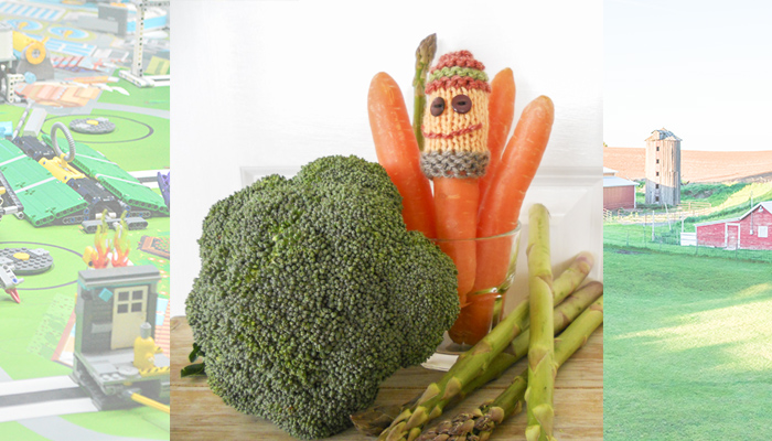 Image of our Sam the Vegie Man finger puppet for school holiday fun and creativity for kids to knit and play with