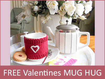 Valentines Day Mug Hug free pattern offer: limited time only