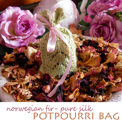 Norwegian Fir Pure Silk Potpourri Bag - Free Pattern