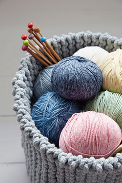 Image of Debbie Bliss Cotton Denim DK knitting yarn, stunning pastel sorbet and blue shades