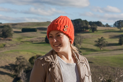 Image of the beanie in California knitting yarn from our Pure Wool Rib Beanie and Scarf set in Cleckheaton California yarn