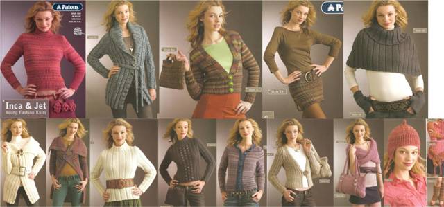 Patterns inside Patons Book 1260 "Inca & Jet: Young Fashion Knits"