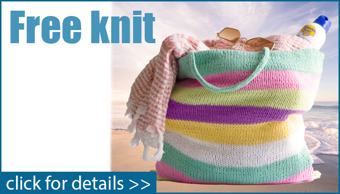 Shop with us and save - receive your Free Striped Cotton Carryall pattern when you purchase any item from our store.  Great for a day at the beach.