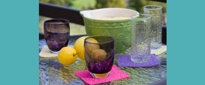 Free knitting pattern for sunny days drink coasters - click here to view