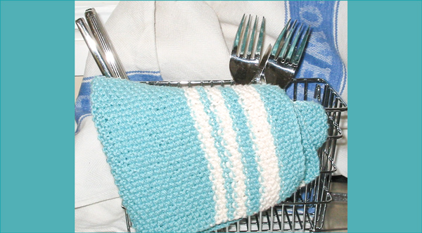 Jazzy Dish Cloth free knitting pattern - striped generously sized dish cloth