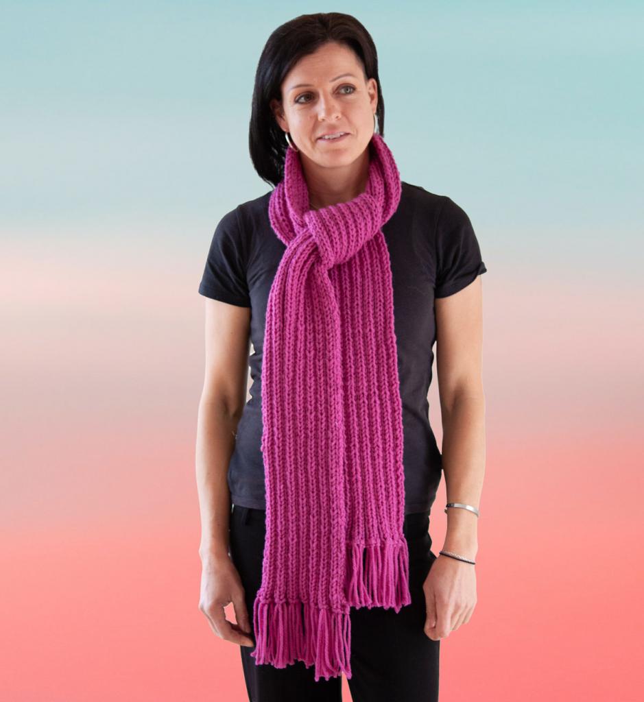 Image of knitted scarf in Eden or Inca, free with any purchase from our store this month