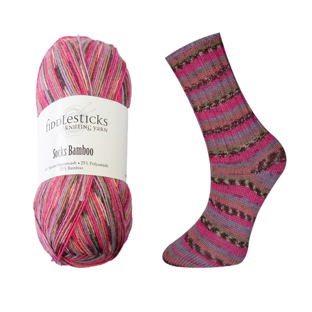 Fiddlesticks Bamboo Sock 4ply Knitting Yarns by Mail