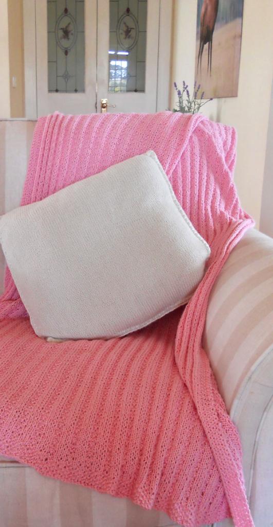 Coral Cove Cotton Throw knitting kit, with pure Australian cotton knitting yarn and knitting pattern for this throw