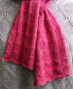 Crest of Waves scarf knitting pattern in super baby alpaca knitting yarn