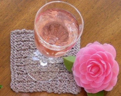 Linen blend coaster from the Linen Coaster and Placemat Set knitting pattern leaflet