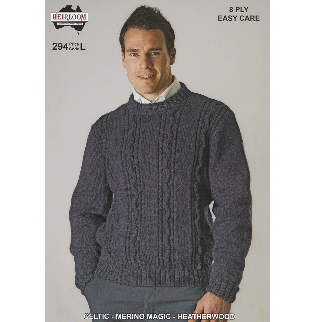 Mens 8ply 294 Jumper Heirloom Knitting Yarns by Mail