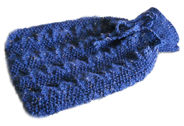 Textured hot water bottle cover, free pattern when you purchase Heirloom Merino Fleck knitting wool yarn