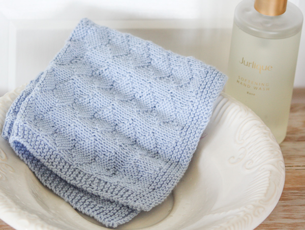 pure cotton knitting pattern for Pique Diamond hand towel and face washer set KKA1906
