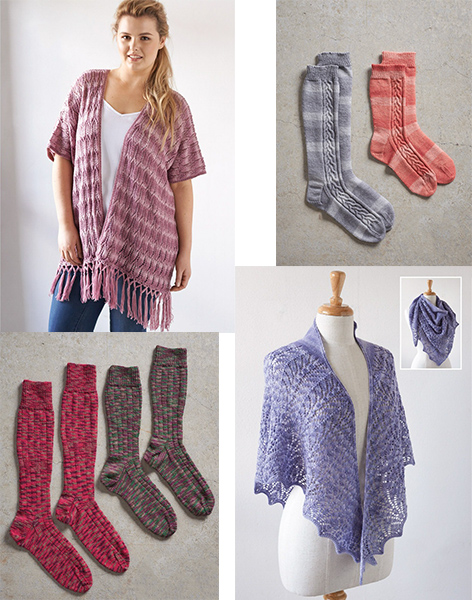 Image of the knitting patterns for Patonyle Ombre yarn inside Pretty Patonyle Knits from Patons yarns