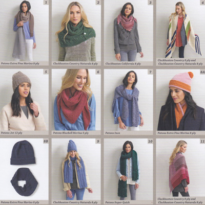Patons Cleckheaton Scarves, Wraps and Beanies knitting pattern book 361, includes capes and wraps